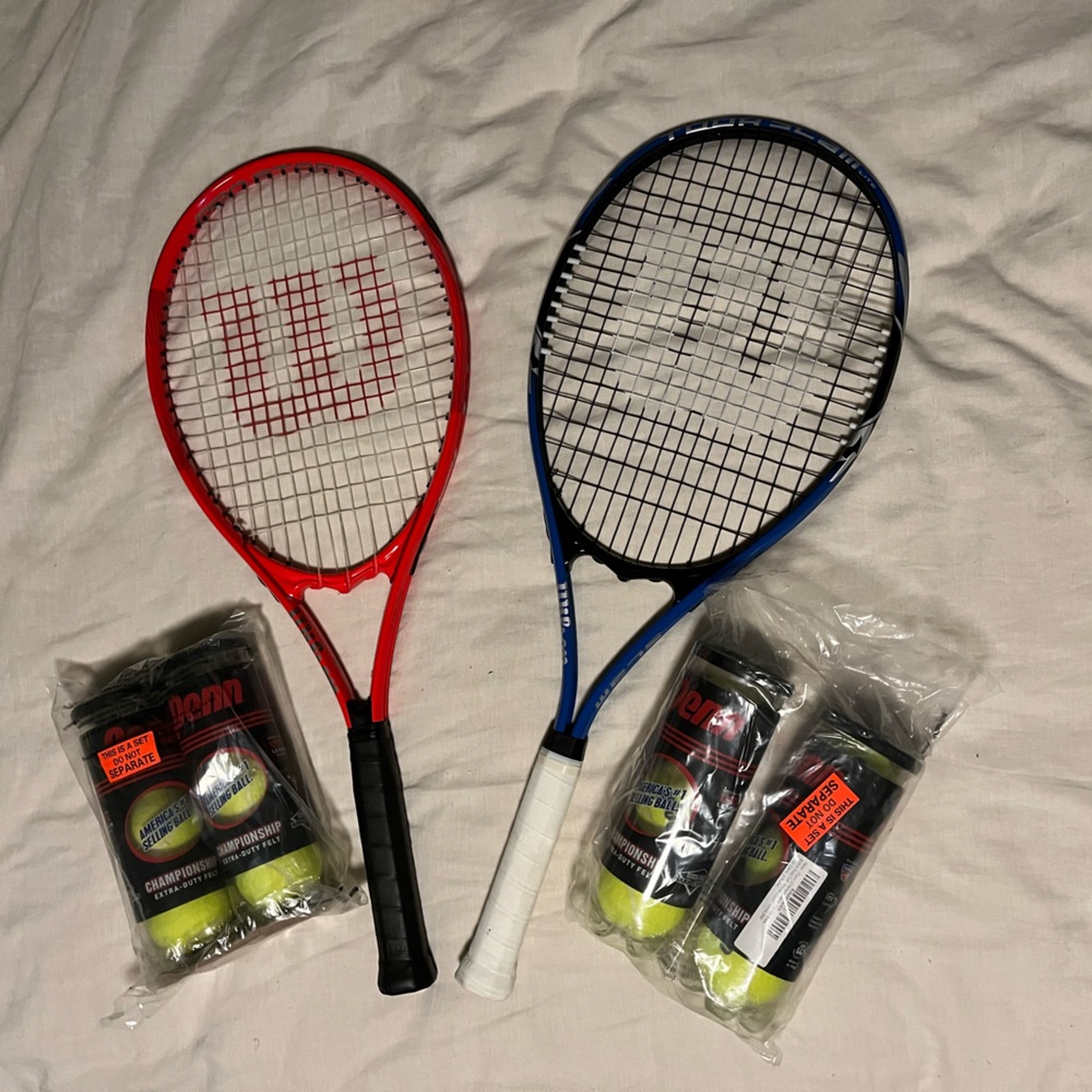 Set of Wilson tennis racket and balls